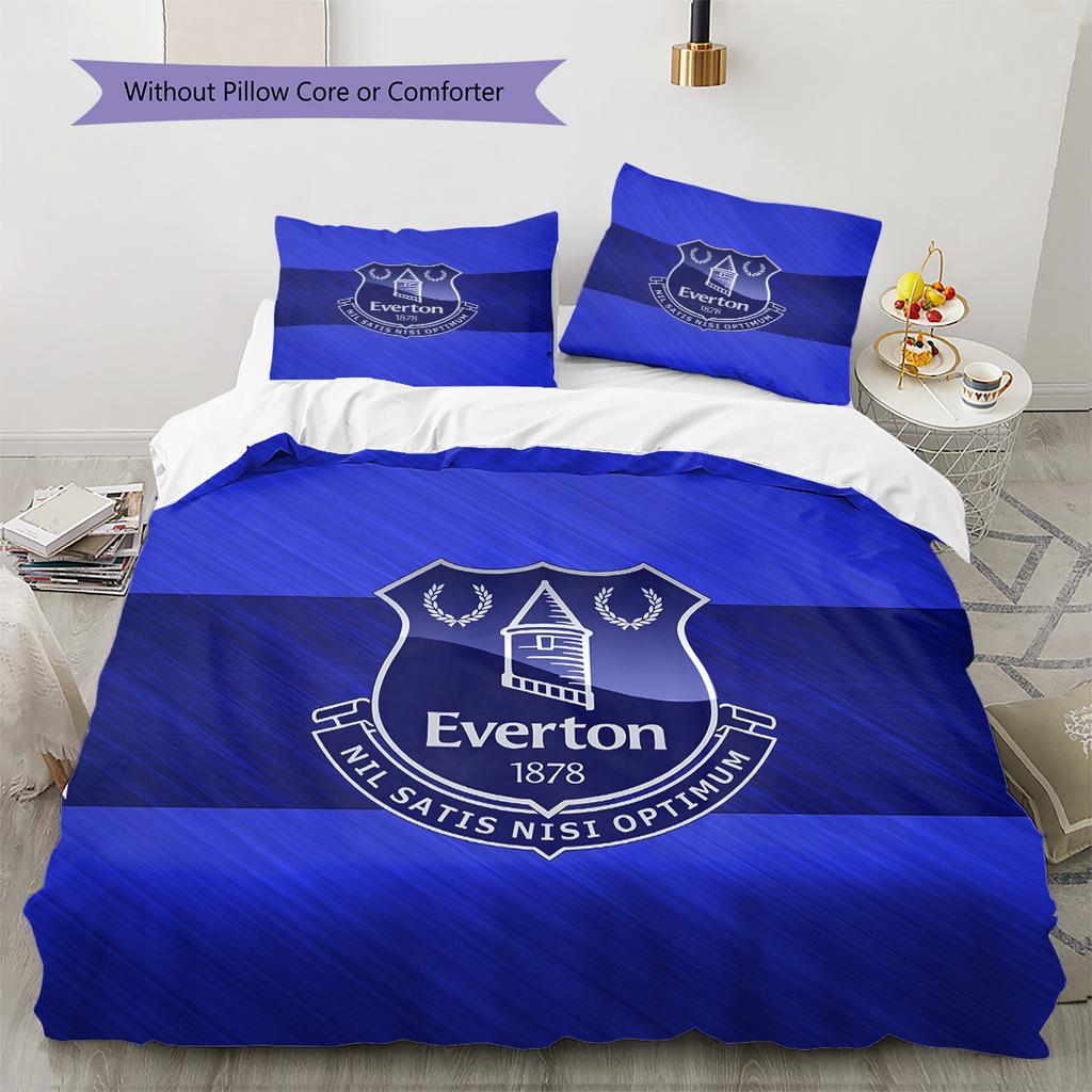 Everton F.C.  Pattern Bedding Quilt Set  Home Decoration  Gift (1 * Duvet Cover + 2 * Pillowcase  Without Core)
