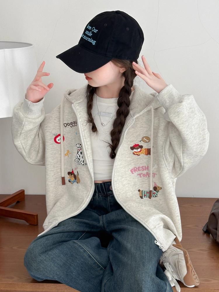 2025 Girls' Stylish Hooded Fleece-Lined Coat for Autumn/Winter