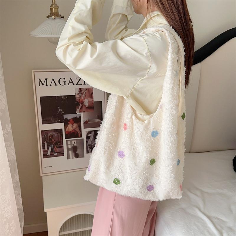 Lace flower dopamine vest underarm bag Korean version cosmetic bag shopping large capacity shoulder bag