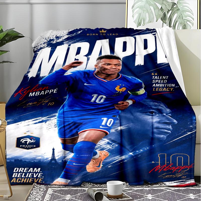 MBappe Legenden-Print Flanelldecke, Weiche Warme Leichte Überwurfdecke für Wohnzimmer, Sofa Bett Camping Büro