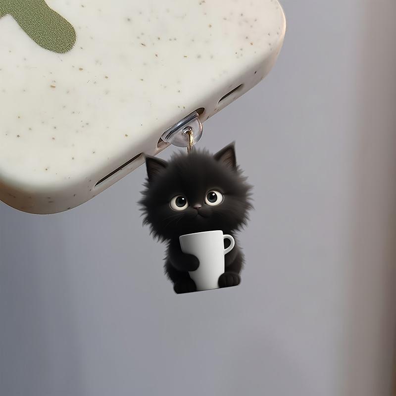 1Pc 2D Cute Cat Dog Shamrock Mobile Phone Dust Plug Pendant Anti-Dust Type-C Charging Port Plug Hanging Decor
