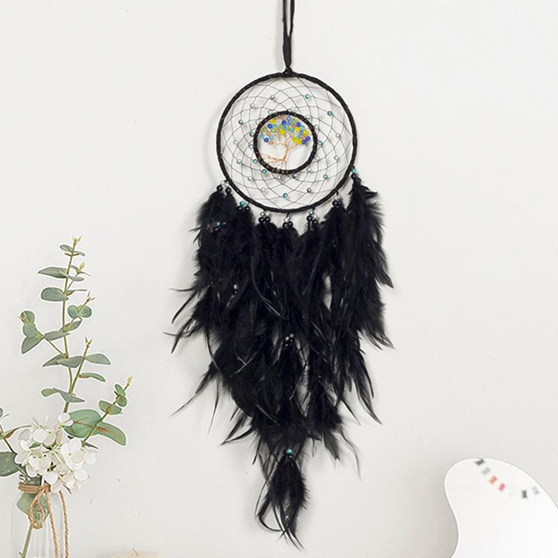 Tree of Life Dream Catcher Handmade Pink Gravel Wall Hangings Feather Craft Home Decor Wind Chimes DreamCatchers Room Decorate