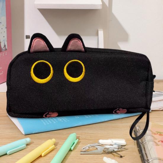3D Cat Pencil Case Large Capacity Pencil Holder Cute Cat Pen Bag Zipper Stationery Organizer Office School College Supplies