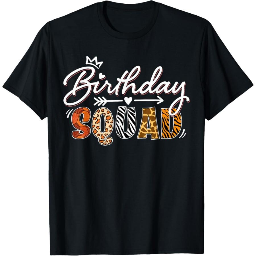 Birthday Squad Wild Animals Print Safari Zoo Kids Boys Girls T-Shirt S