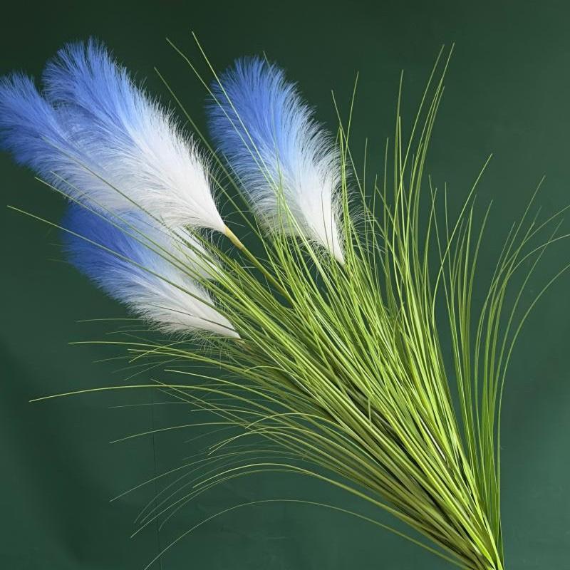 2 Bündel Seiden-Zwiebelgras 80cm Künstliche Sträucher Ganzjährige Innen-/Außennutzung Großes Schilf-Bouquet Heim-Gartendekor Künstliche Pflanzen