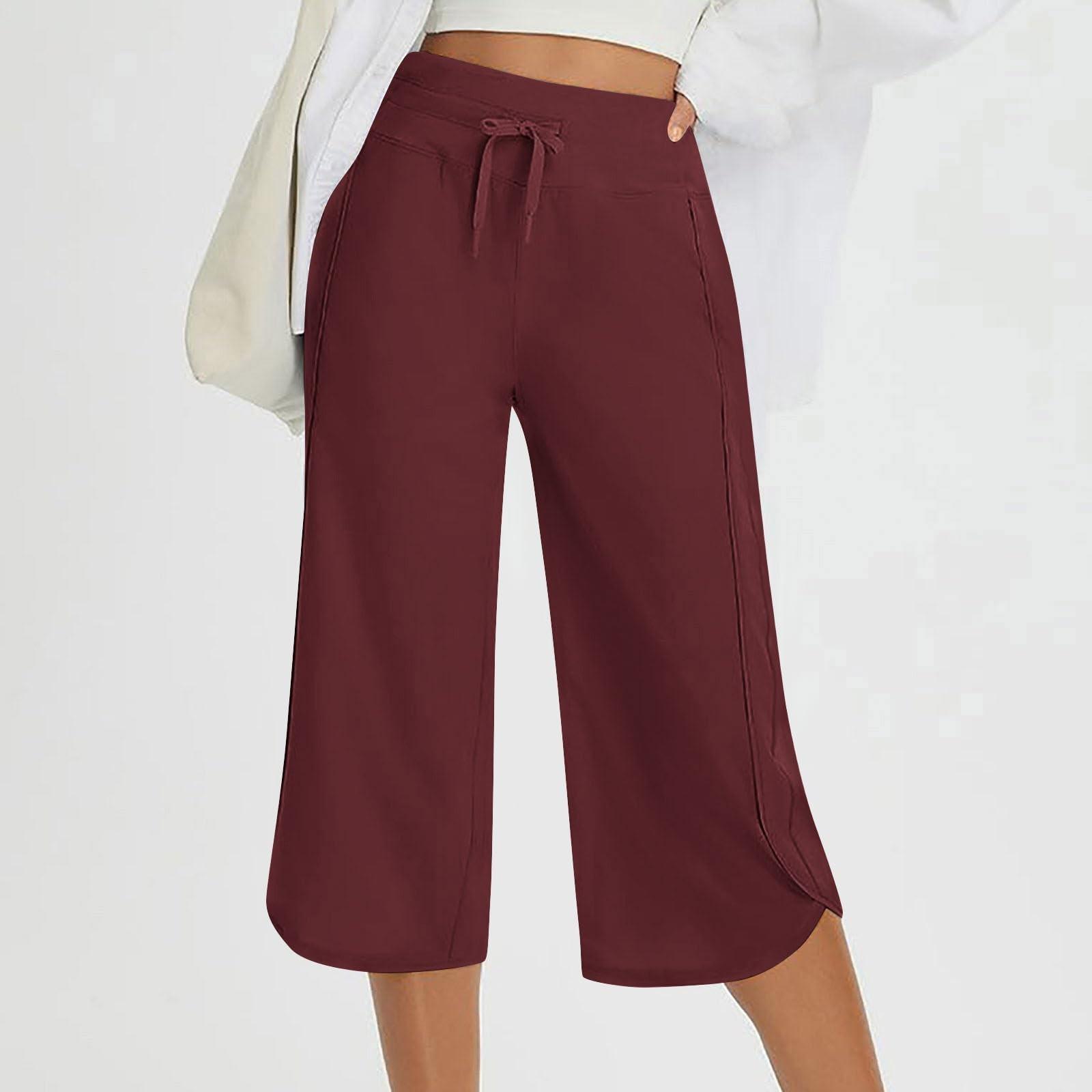 

Женские спортивные брюки оверсайз большого размера свободные удобные повседневные брюки эластичные с высокой посадкой и карманами S винный