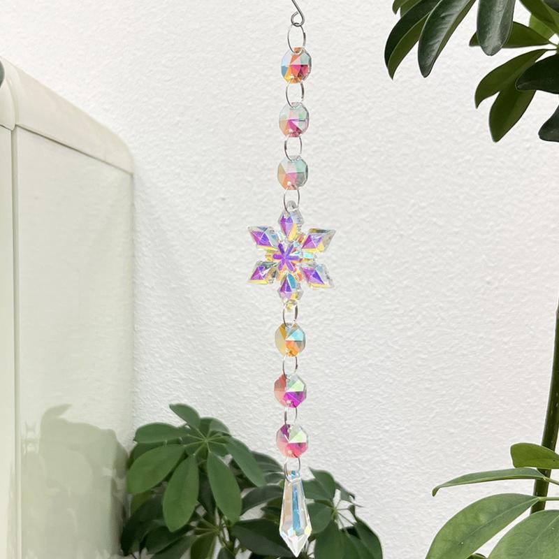 Crystal Decoration Pendant Acrylic 6Pieces Christmas Ornaments Crystal Ornament Winter Ricicle Drop Glitter Rainbow Car Pendants