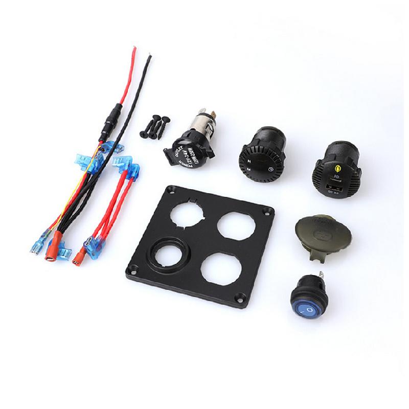 12/24V Car Boat Marine 4 Gang Blue Led Rocker Switch Panel Usb Charge Waterproof