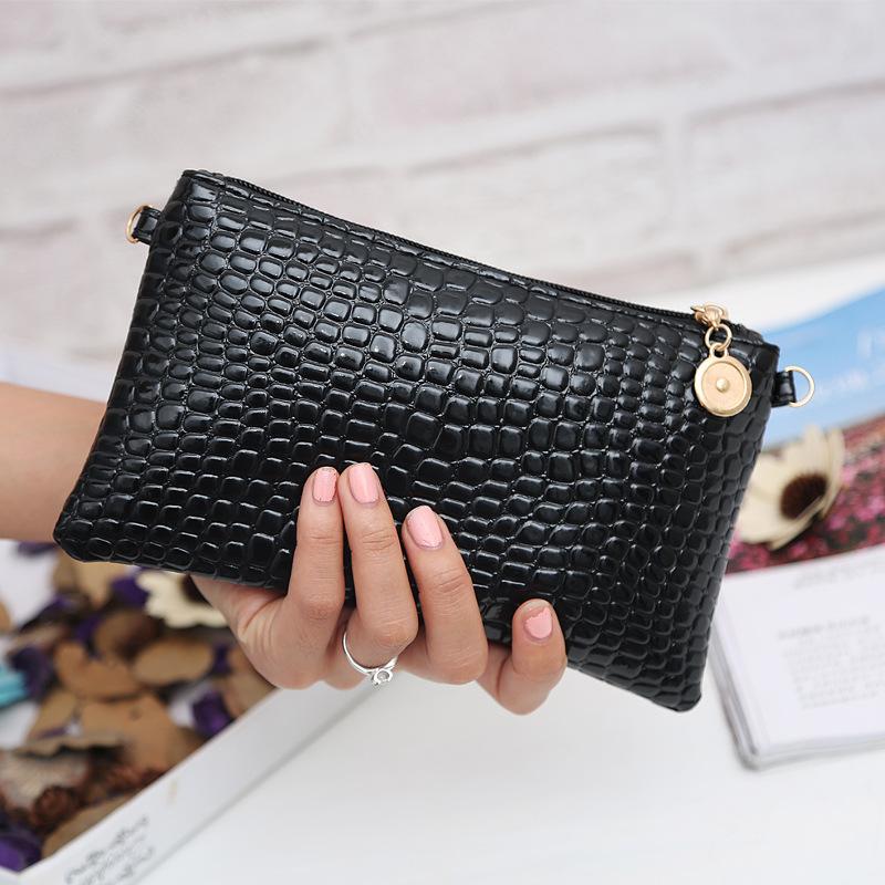 Patent Leather Bag Trendy Shoulder Bag  Women's Japanese and Korean Coin Bag  Crocodile Pattern Crossbody Bag  Mobile Phone Coin Wallet