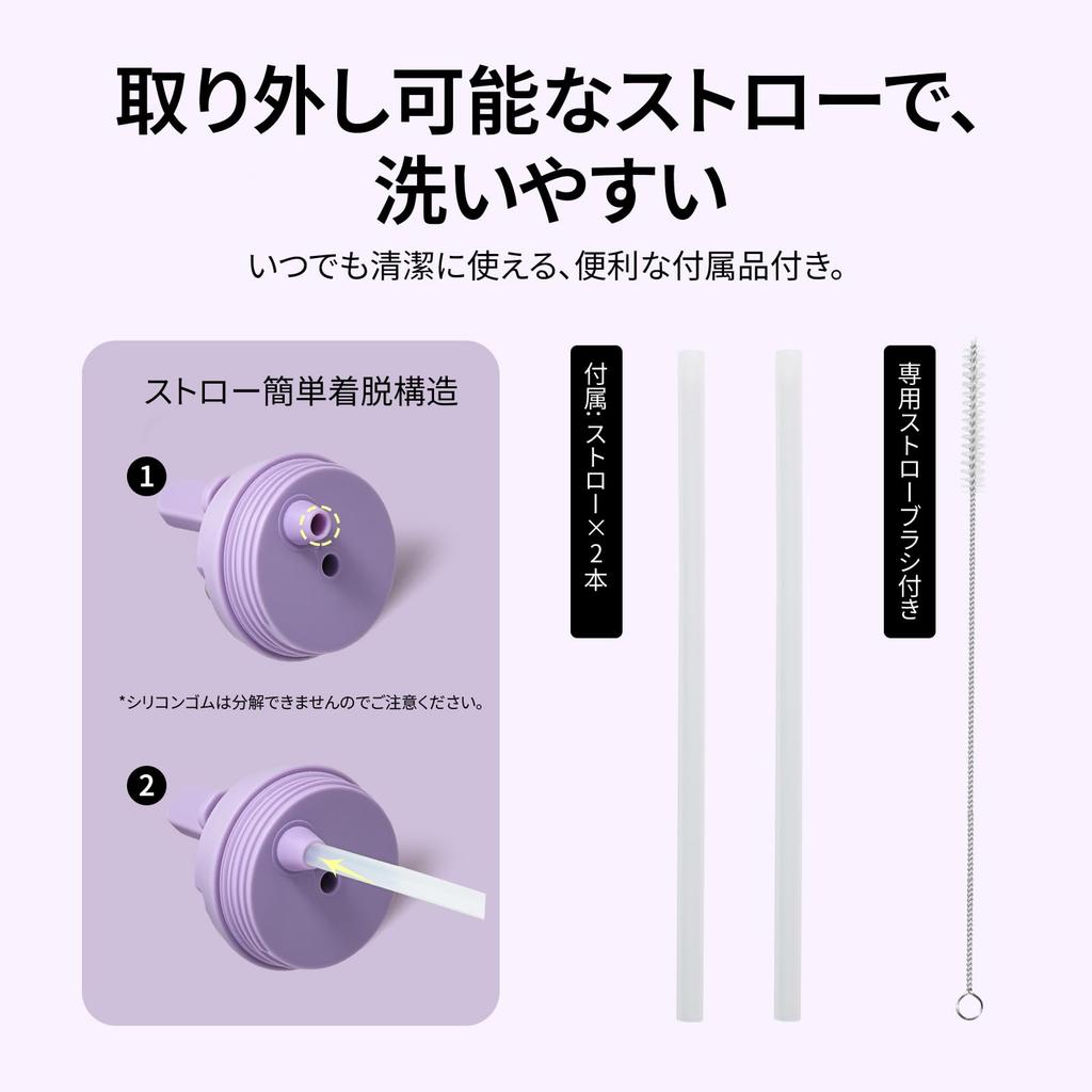 BOTTLE BOTTLE Water 1 Large Capacity with Direct Vacuum Stainless Steel Double for Girls and Purple Bloom Bottle, Liter, (1000ml), Straw, Drinking,