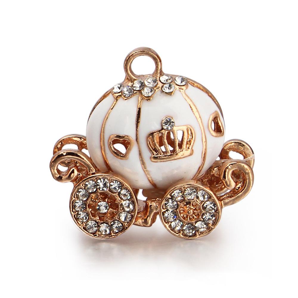 Colorful Unisex Key Chain Pumpkin Carriage Car Key Crystal Pendant For Every Occasion