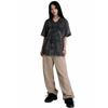 Tricou cu Mânecă Scurtă și Litera Brodată, Decolteu în V, Croială Largă, Top Casual, Material Respirabil, Unisex, Tricou de Vară pentru Purtare Zilnică