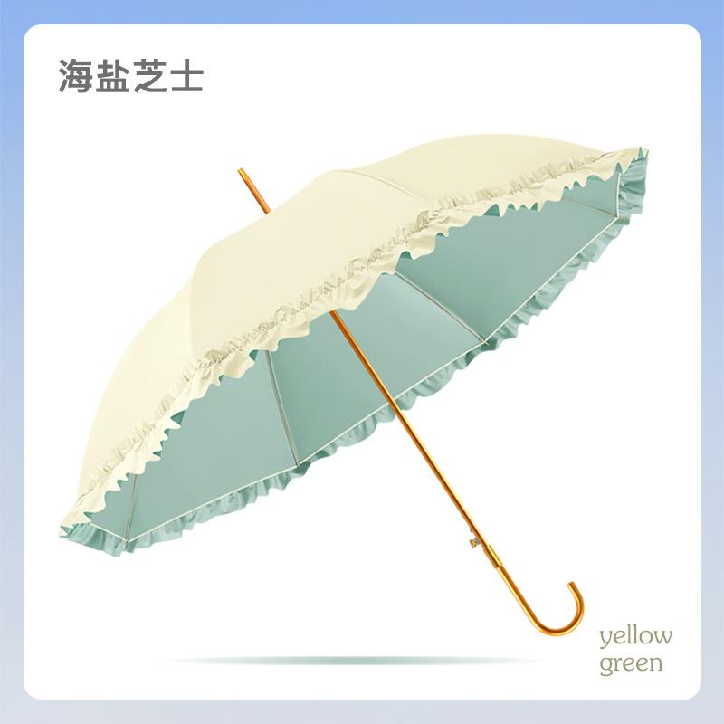 New 8-bone straight rod color glue fabric sunscreen sunshade lace umbrella high-grade light luxury sun umbrella advertising long-handled umbrella