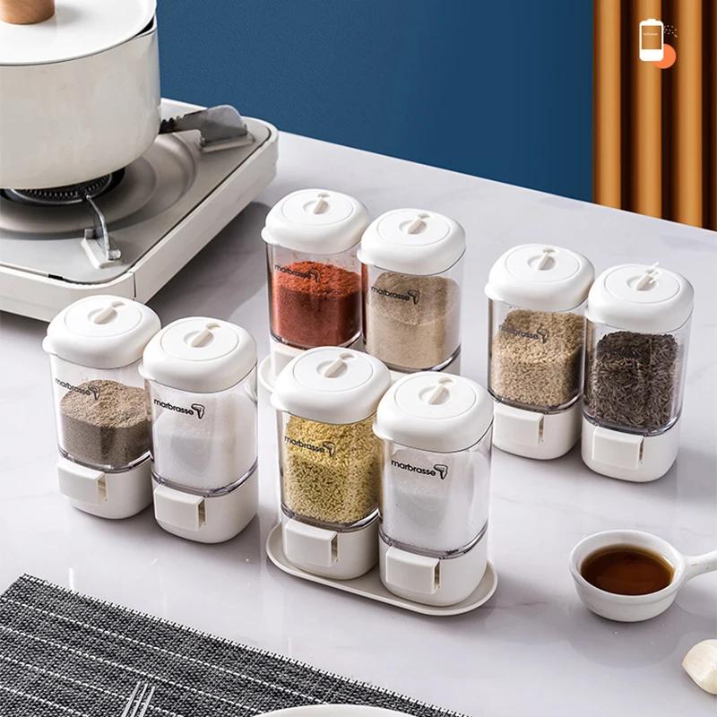 Push-type Salt Dispenser Sugar Bottle Spice Pepper Shaker Can Jar PushType Seasoning Container Quantitative Spice Container