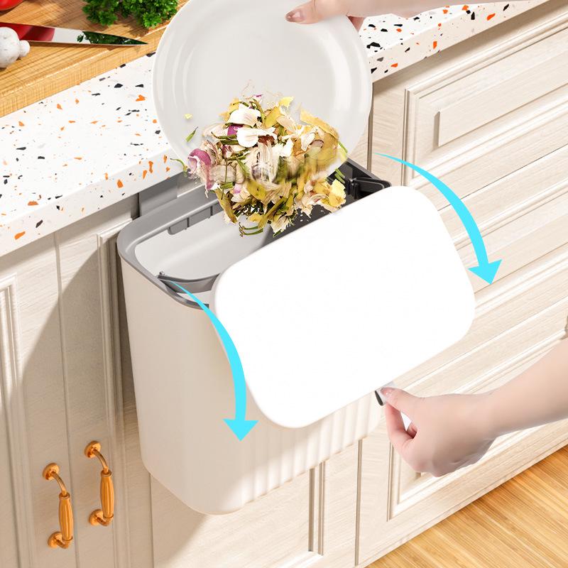 Large Wall-Mounted Kitchen Trash Bin with Sliding Lid for Food Waste