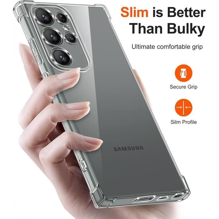 Coque pour samsung galaxy s25 ultra - protection silicone antichoc transparent + 2 verres trempés