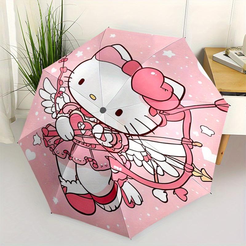 

Cupid,Hello Kitty Automatic Folding Umbrella-Simple 8-Rib Design, Bright Cartoon Pattern, Durable Iron Frame, Suitable For Travel, Outdoor,