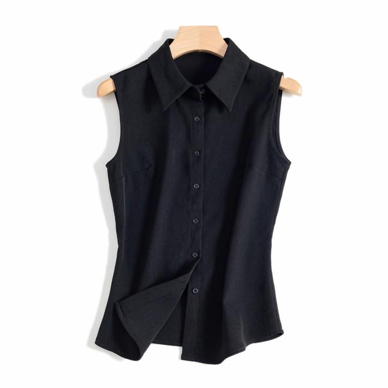 Korean Style Sleeveless Chiffon Fake Collar Versatile Women's Shirt Vest for Spring/Summer 2025