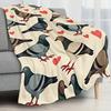 1Pc  Cute Pigeon Love Heart Print Flannel Throw Blanket Soft Cozy Warm Blanket For Home Couch Bed