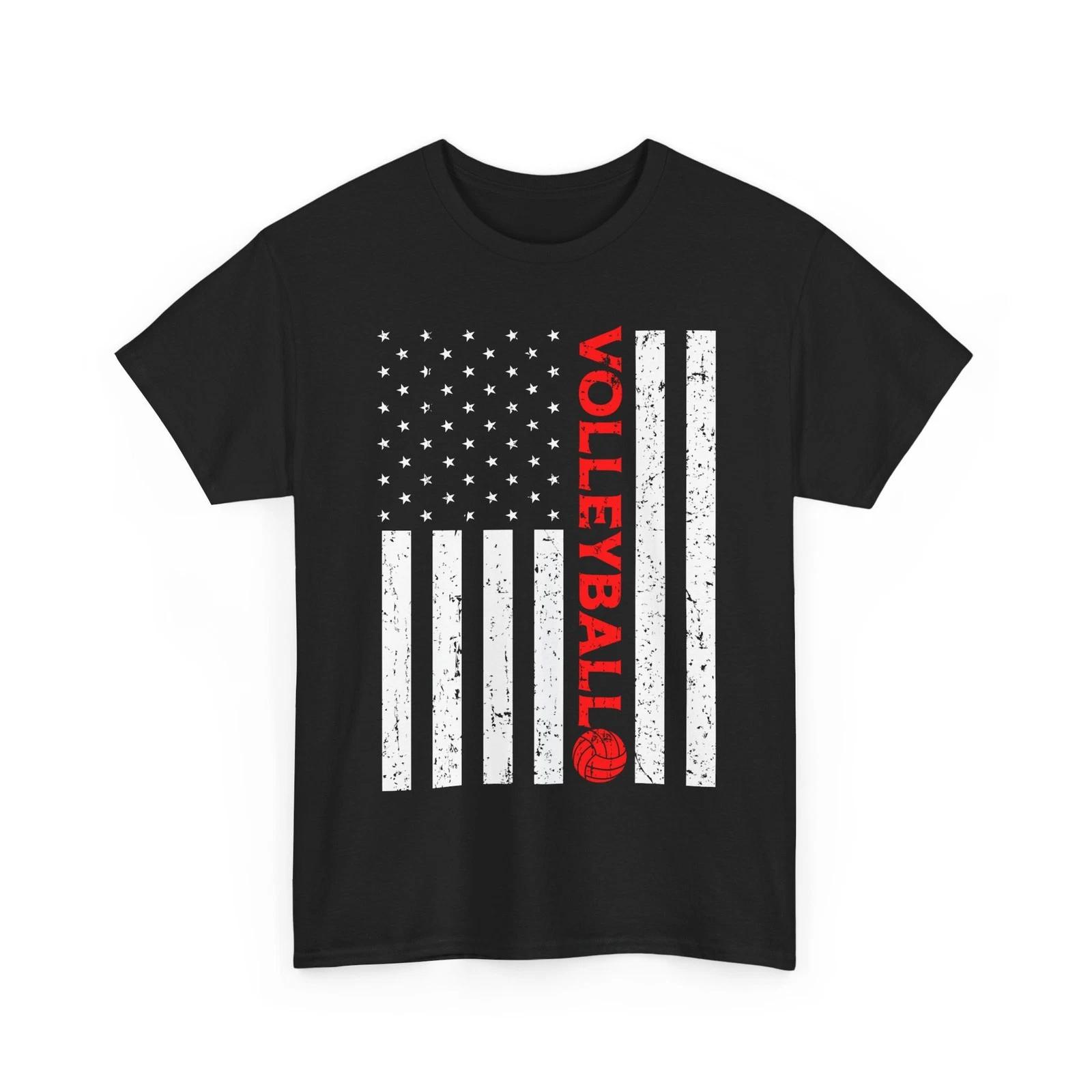 Volleyball Shirt, Volleyball American Flag Sports Lovers Volleyball Player Shirt XL