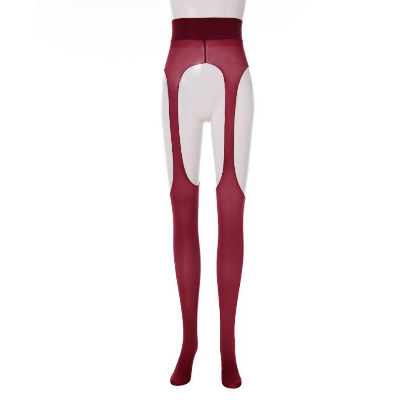 Women Stockings Hollow Four-Sided Open Crotch Backless Pantyhose Oil Shiny Glossy High Waisted Elastic Ultra Thin Exotic Socks