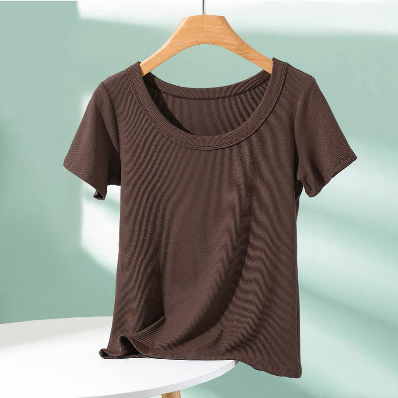 

Женская футболка из модала с короткими рукавами и круглым вырезом, летняя однотонная, большого размера. Extra Large темный кофе