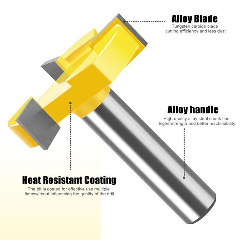 Three-point T-Cutter Sole Clearing Router Bit Slotted Cutter Four-point Slotting Cutter Woodworking Tools 1/2 Inch 12mm Shank