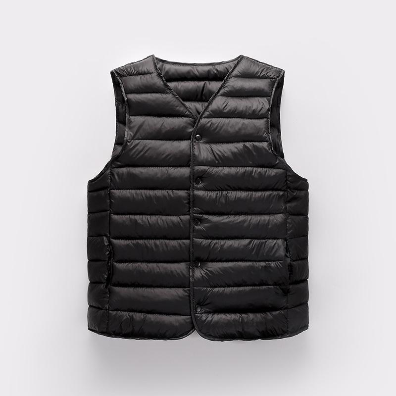 Men's Lightweight Casual Thermal Vest for Fall/Winter Solid Color Button-Down Straight Hem Sleeveless Jacket