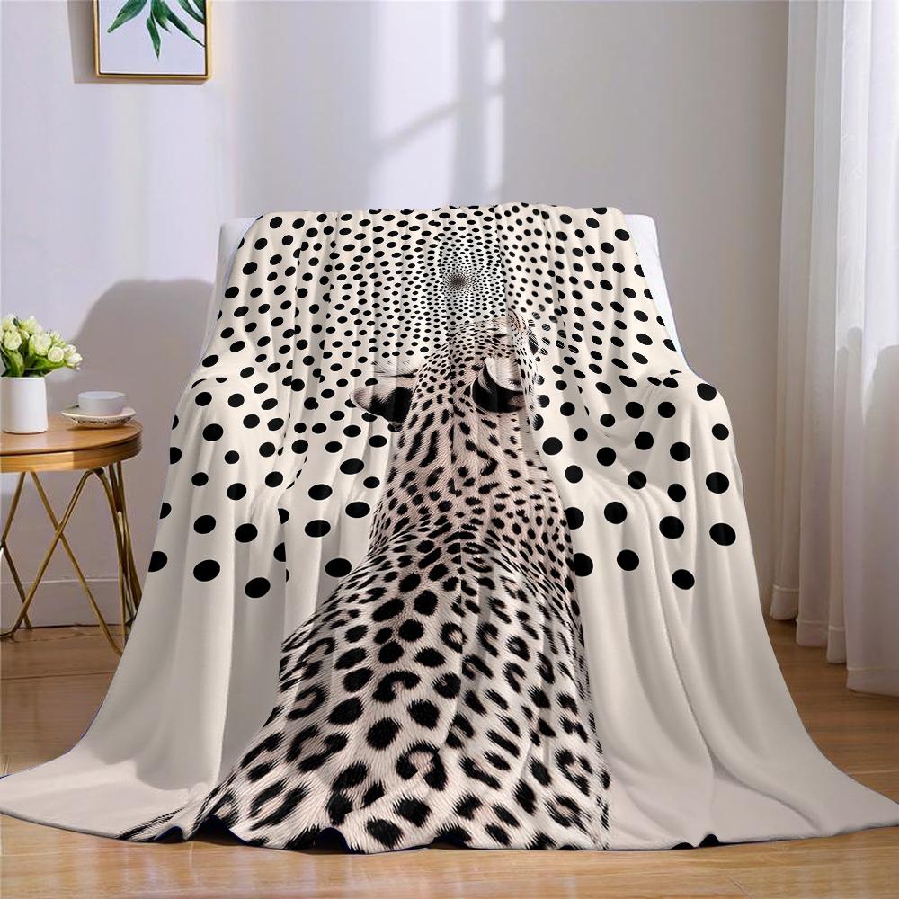 Leopard Dot Vortex Flannel Blanket Warm Soft Halloween Christmas Couch Warm Cozy Decorative Decor Gift for All Season