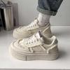Hong Kong Style Chic Super Fire Thick Sole Square Head Canvas Shoes Women 2025 New Internet Celebrity Height Increase Versatile Sports and Leisure Sho