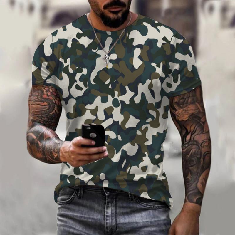 Fashion Men's Crew Neck Short Sleeve 3D Casual Color Printing Casual Short Sleeve Crew Neck T-Shirt