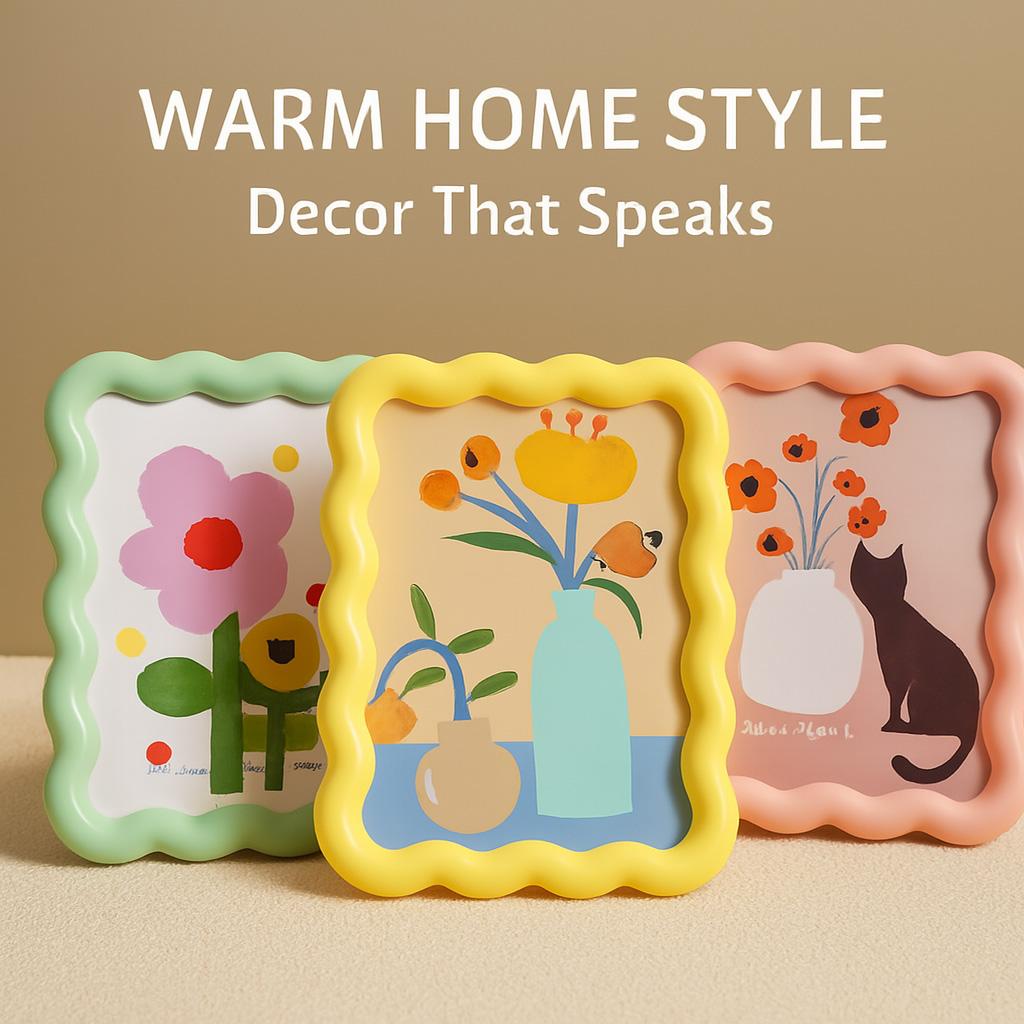 6 Inch Wavy Picture Frame | Nordic Aesthetic Squiggle Photo Holder for Desktop & Wall | Cute Colorful Funky Room & Home Decor