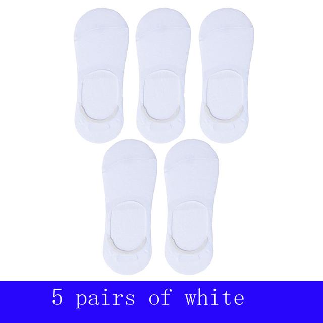 

Мужские носки Banboo и хлопковые носки в упаковке, 5 пар, модные повседневные нескользящие силиконовые невидимые тапочки, мужские носки-невидимки, размеры 37-43 Eur37-43 белый