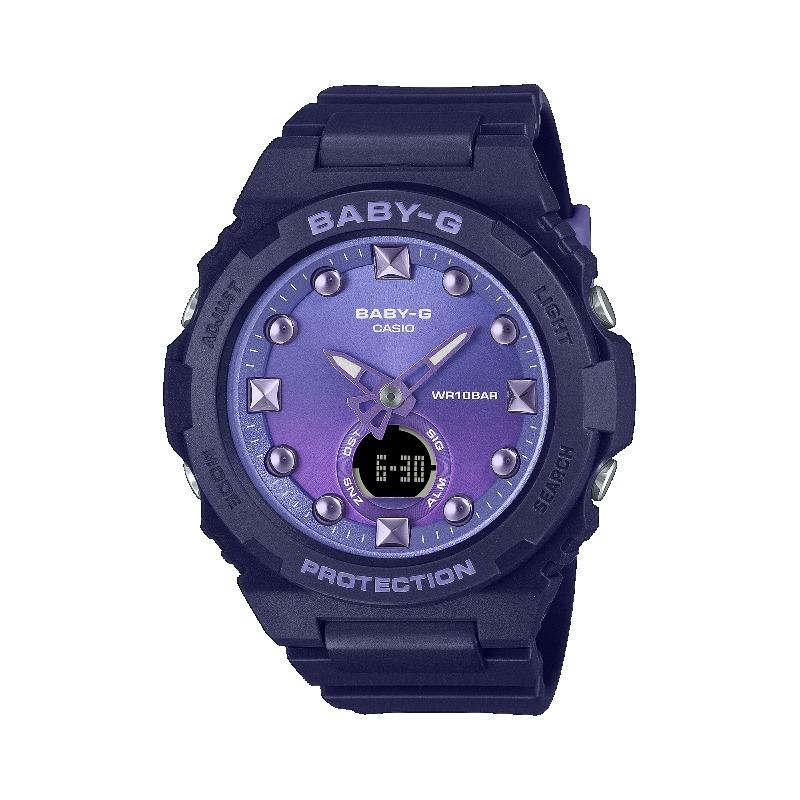 Casio Men s Resin 100M Water Resistant Analog Shock Resistant Quartz Watch BGA-320-2A синий