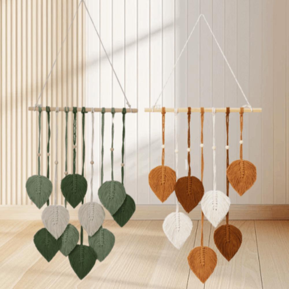 Cotton Wall Art Leaf Tapestry Macrame Wall Hanging Pendant Craft Boho Wall Decor Gift