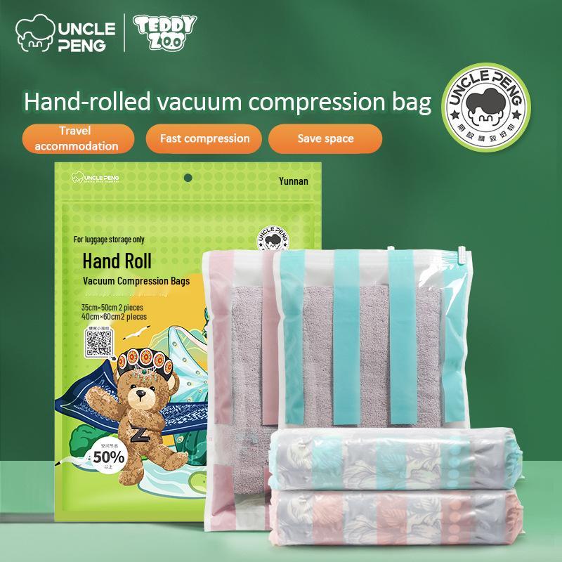 

Large Capacity Travel Compression Bag for Clothes and Duvets – Transparent, Hand-Roll Design