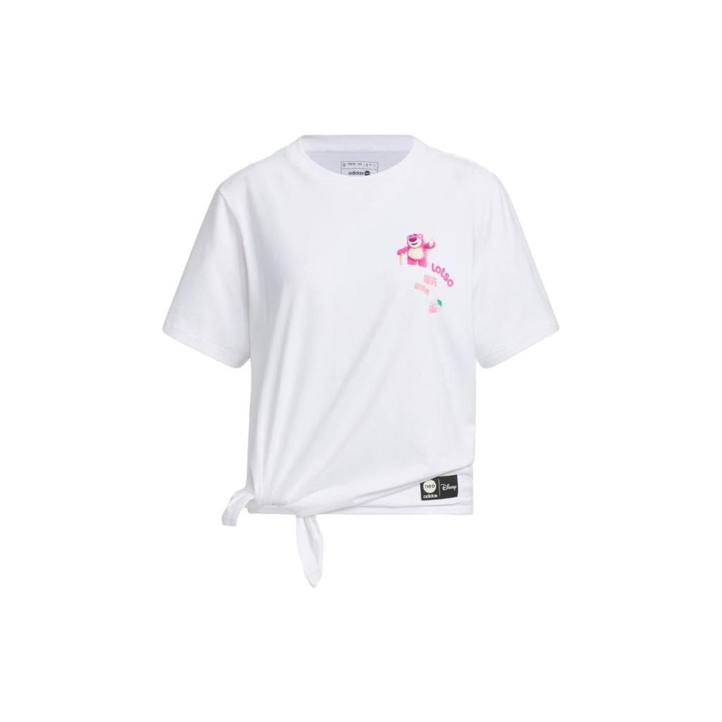 Adidas Neo X Strawberry Bear Co-Branded SS23 Cartoon Letter Print Sports Short-Sleeve T-Shirt Women Tops White IP4028