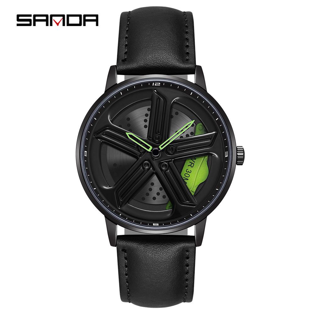 Sanda 1058 Men s Quartz Sport Watch with Leather Strap and Creative Skeleton Design