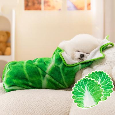 Cute Dog Cabbage Funny Flannel Blanket Cat Winter Warm Quilt Bichon Teddy Universal for Small Dogs