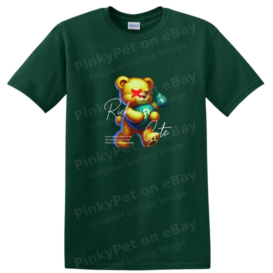 Bär mit Geld Süß Lustig Grafik T-Shirt Lässiges T-Shirt für Erwachsene Kinder