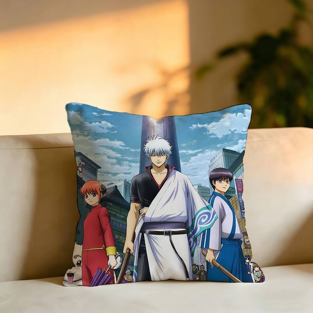 Hot Anime GGintamaa Pillow Case Square DoubleSided Sofa Cushion Cover Bedroom Bedside Pillow