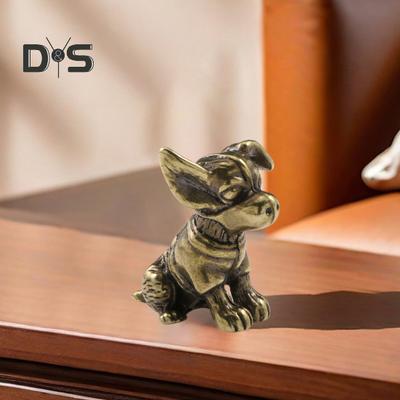 Mosiężna figurka psa, zabytkowy szczeniak, model, miniaturowa metalowa statua zwierzęcia, rzeźba, herbata, zwierzę domowe, pulpit, Feng Shui, dekoracja pulpitu