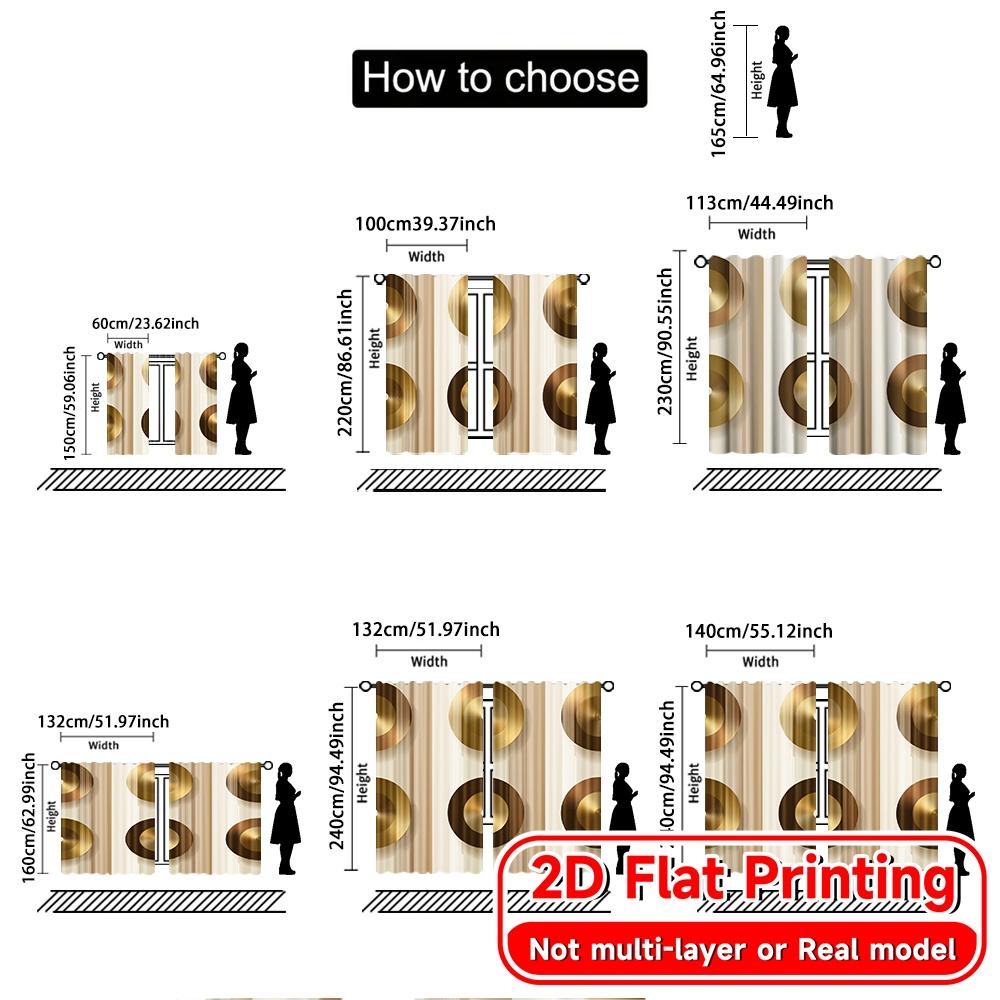 2D Flat Printing  2pcs Geometric Harmony(1) Modern Print Curtains Fabric Curtains Decorations Use for Room   Kitchen   Study
