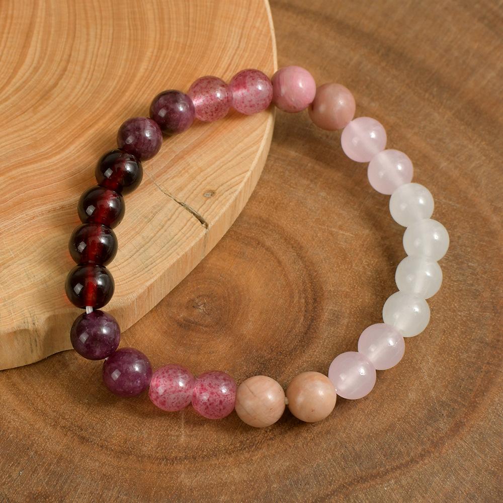 Festive Gifts Warm Pink And Red Tone Natural Stone Beaded Bracelet Fashion Jewelry For Unisex Daily Wear Stylish And Easy To Match Accessory