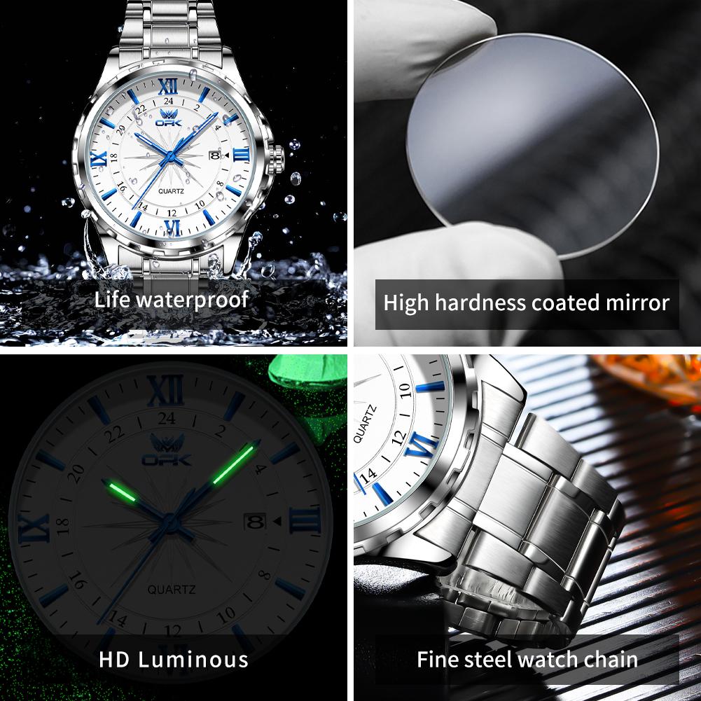 OPK Mens Watch Original Watches For Men Multifunctional Quartz Wristwatch Waterproof Luminous Mens Gifts
