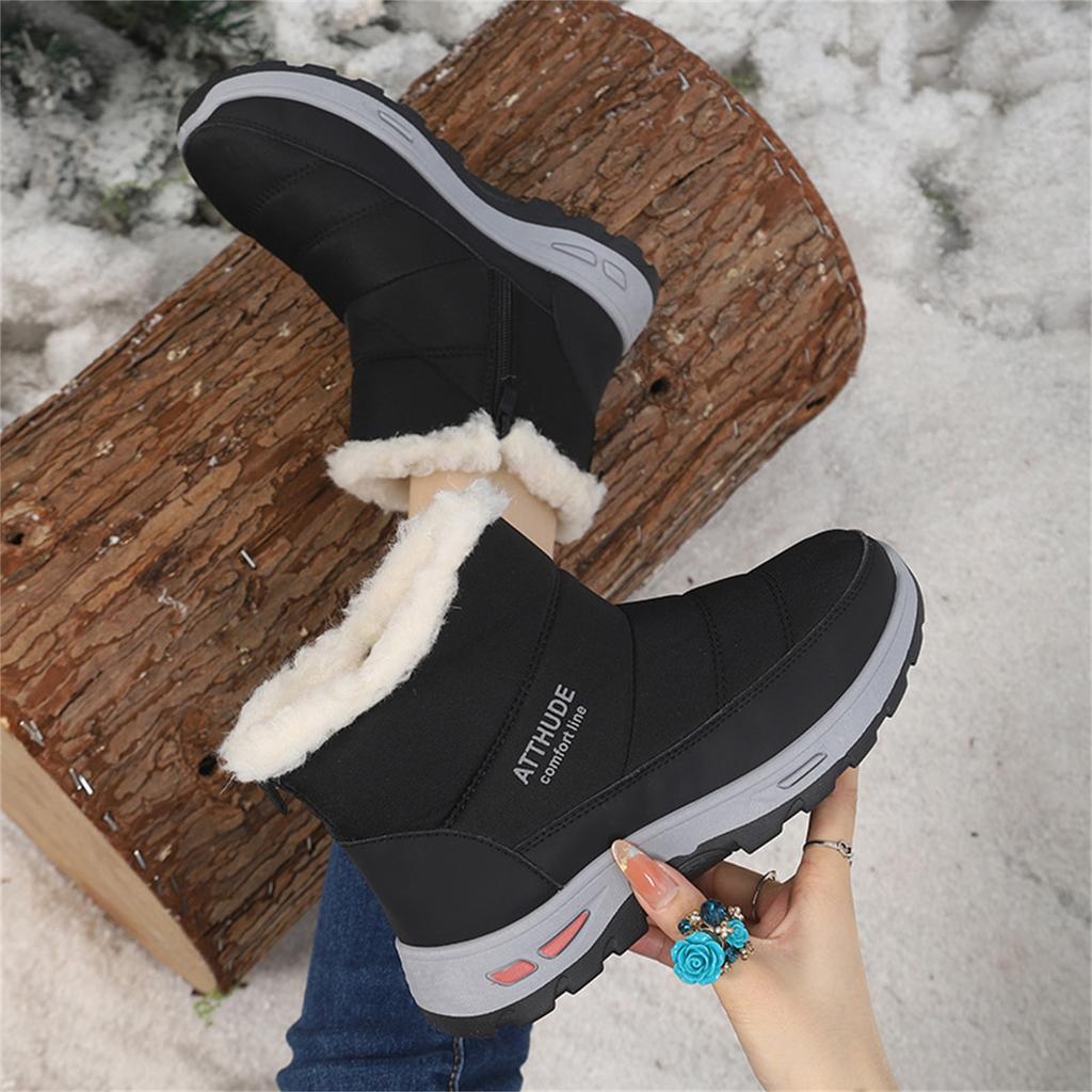Women's Fashion Side Zipper -Lined Winter Boots for Cold