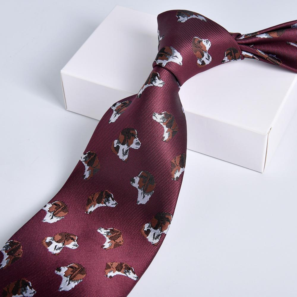 Men's Burgundy Striped Jacquard Formal Business Tie, 8cm Handmade Tie Decoration