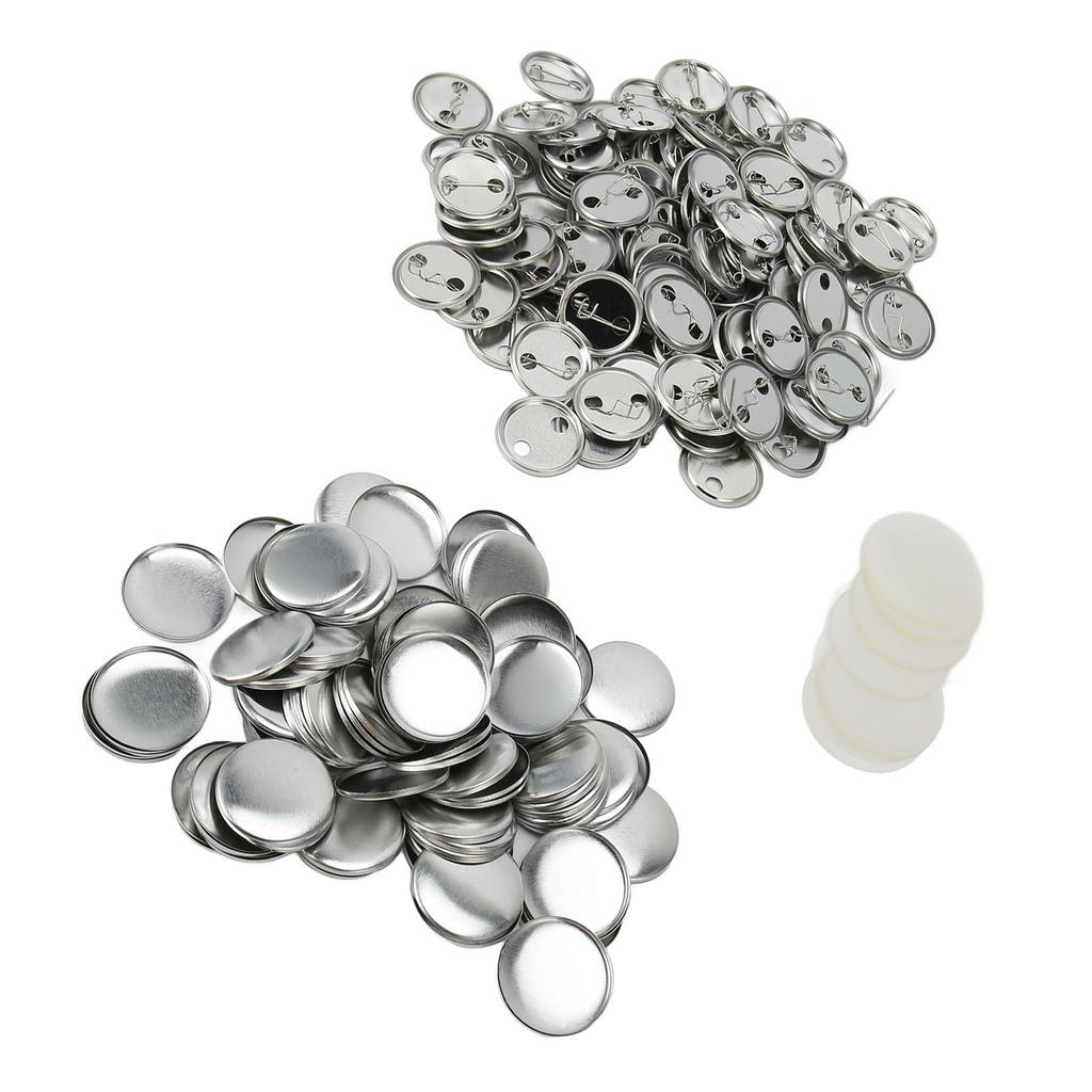 100 Sets Blank Button Badge Parts Set Round Shape Rust Prevention Easy Print Button Pin Badge Kit for Button Making Machine
