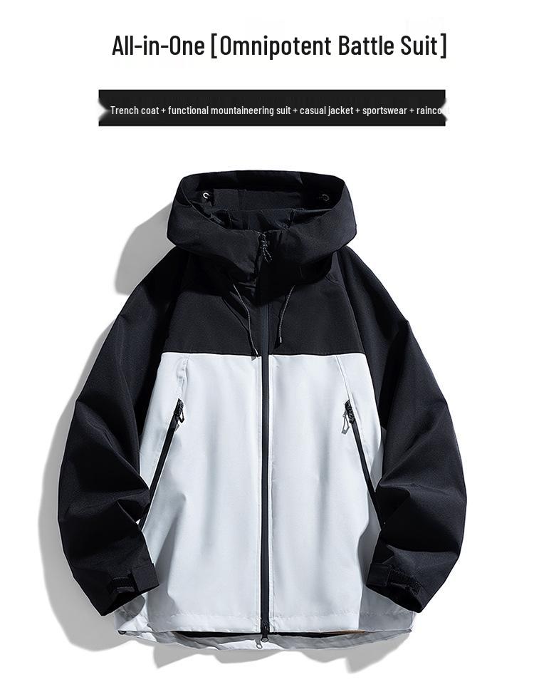 Men's Windproof Outdoor Color Block Casual Jacket - Spring/Autumn Fashionable Windbreaker