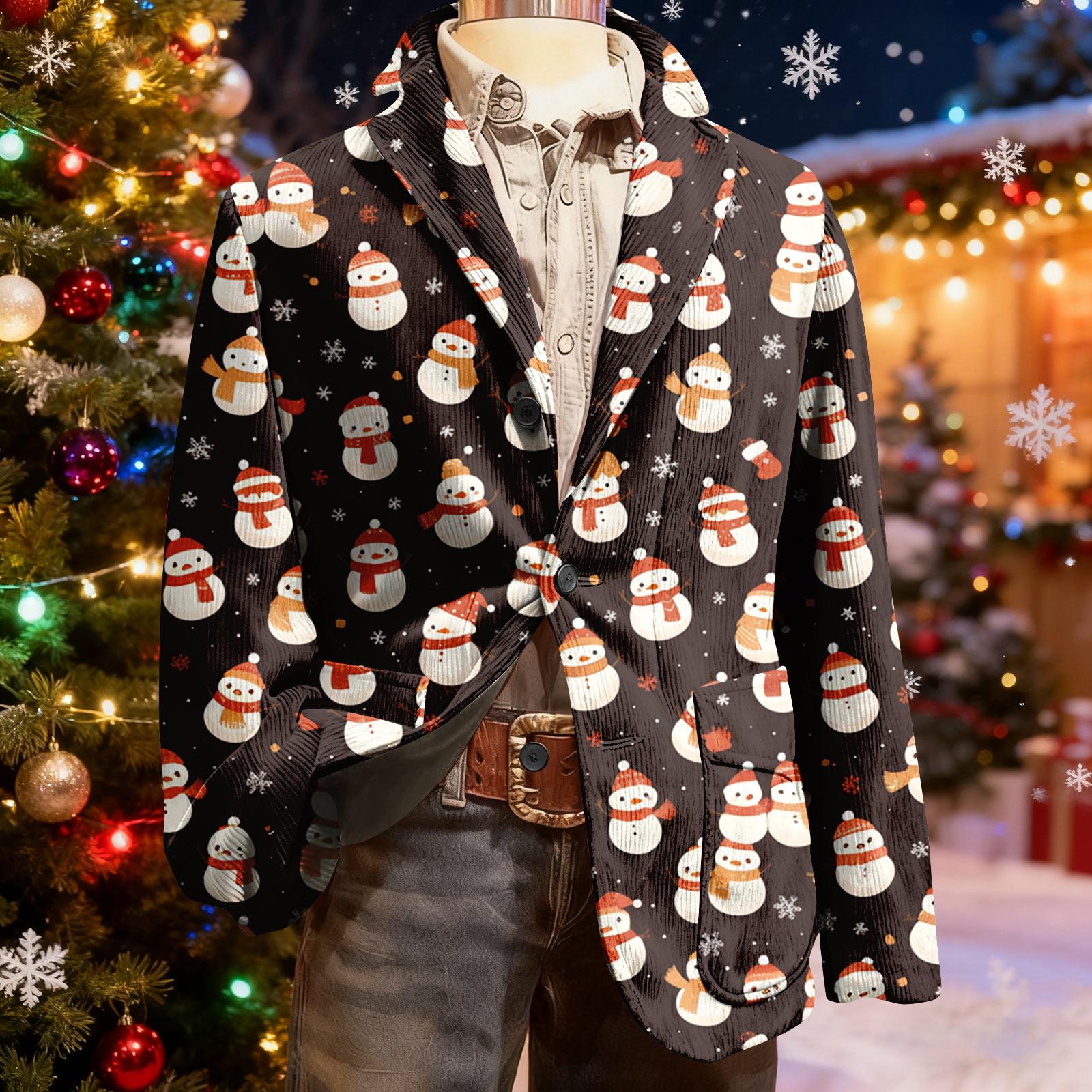 

Мужской уродливый рождественский вельветовый теплый карманный пиджак-кардиган, мужской повседневный костюм S